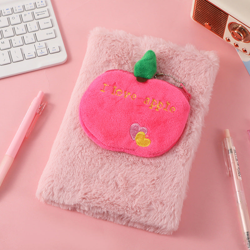 Wholesale New creative fruit notebook cute cartoon plush notebook children' s handmade